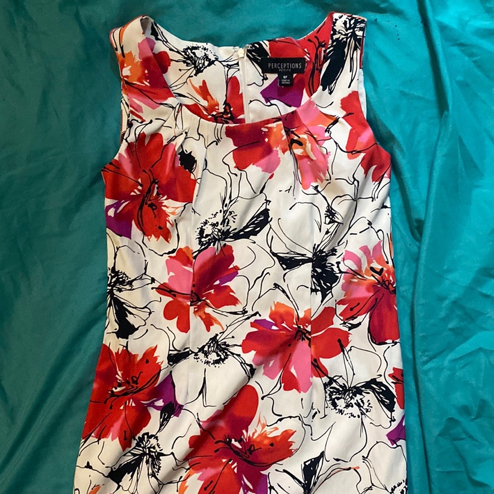 Perceptions sleeveless, knee length , multi colored dress